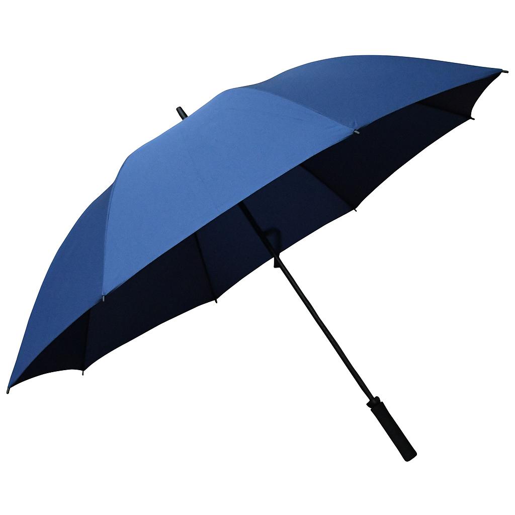 Precision fiberglass golf umbrella open, showcasing sturdy frame and large canopy for protection during sporting activities.
