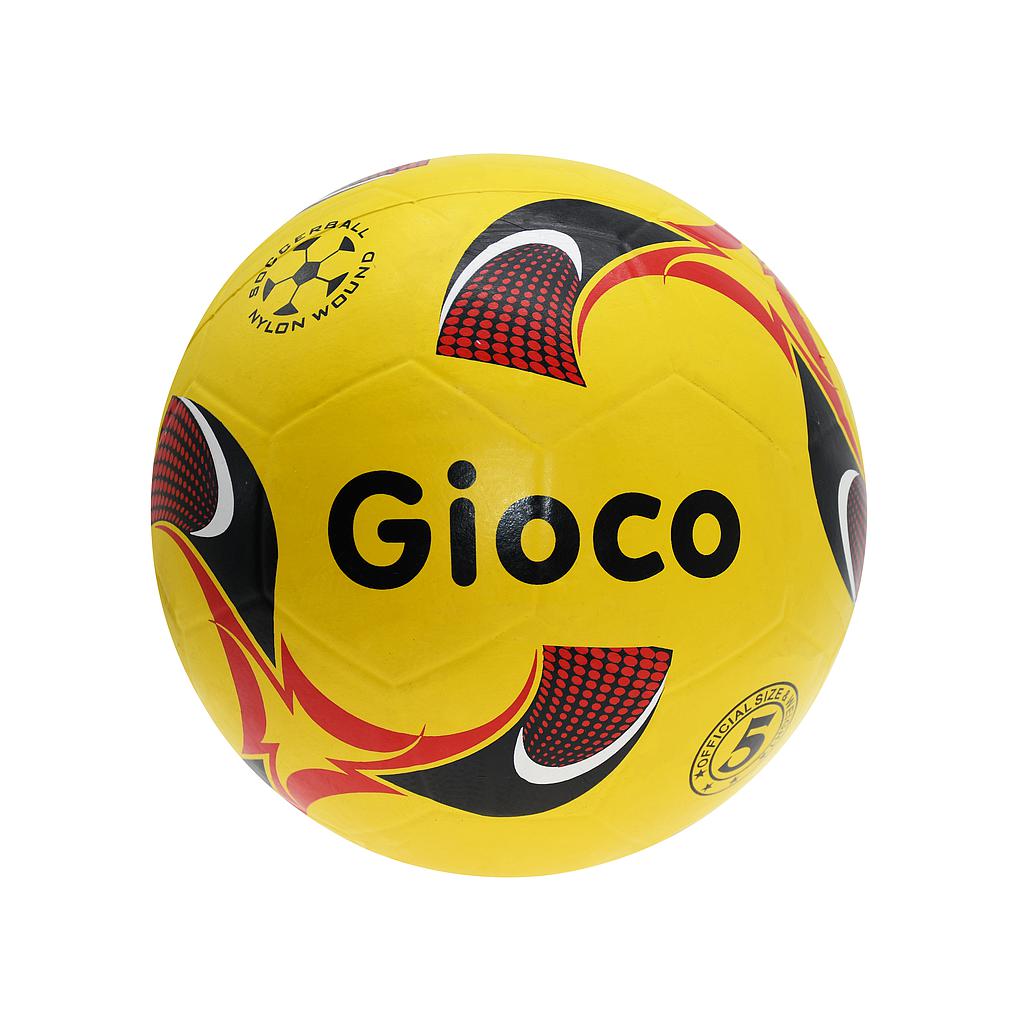 Gioco molded rubber football for sporting goods, showing a close-up of the textured surface and vibrant colors.