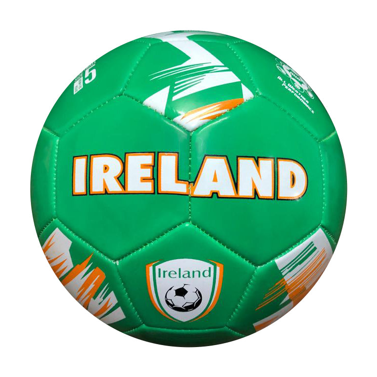 Gioco international country themed size 5 football, sporting goods with colorful country flag designs on a white background.