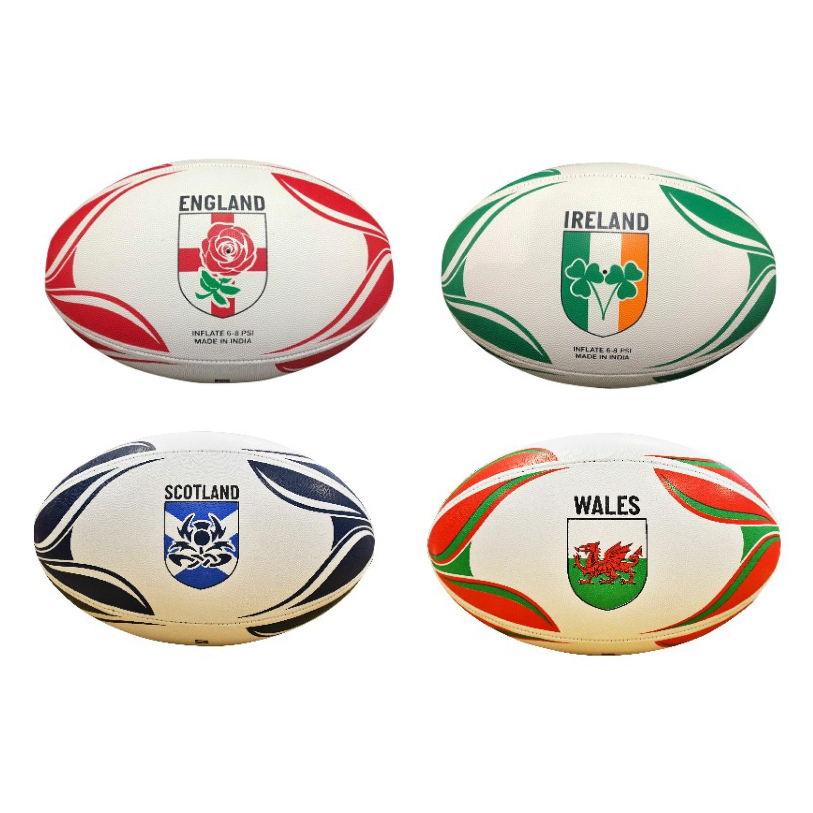 Gioco international country themed size 5 rugby ball for sporting goods, featuring colorful country flags and design.