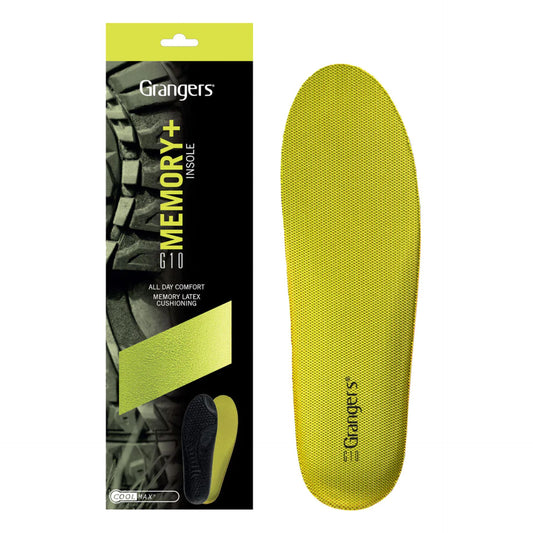 Grangers G10 Memory Insoles for sports shoes, cushioned insoles with memory foam for comfort and support in athletic footwear.