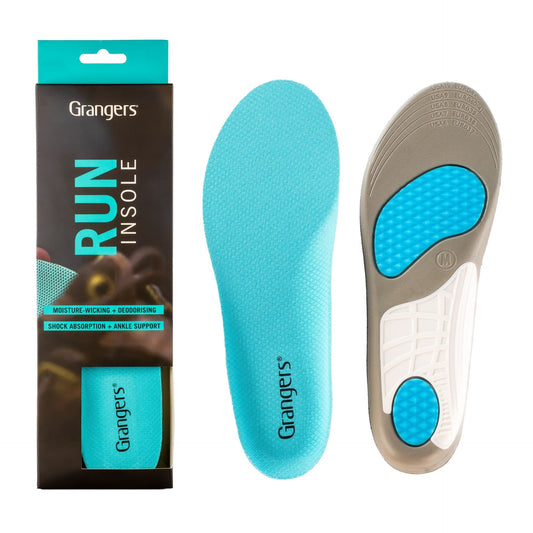 Grangers Run Insole for sporting goods, showing a close-up of the cushioned insole designed for running shoes.