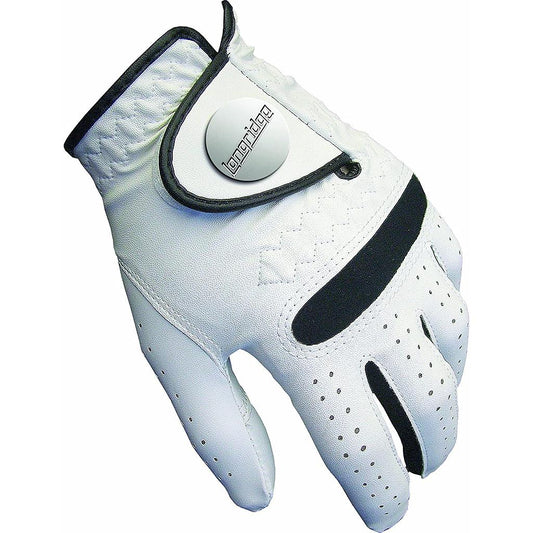 Longridge Tour Prestige men's all-weather golf glove displayed, showing the textured leather and flexible fit for golf players.