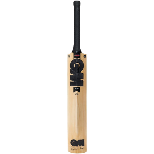 Full-size GM Cricket Bat Noir 404 Delta by Gunn & Moore made from English Willow, showing the bat's blade and handle design.
