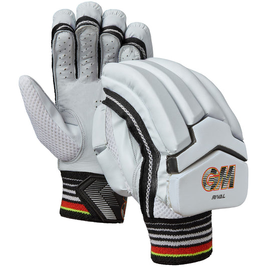 Junior Gunn & Moore CRICKET GM Batting Gloves Rival L/H, black and yellow with padded finger protection for young players