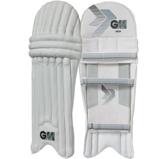 Gunn & Moore GM Batting Pads - 202 Ambi Junior cricket protective gear, lightweight padded leg guards with adjustable straps.
