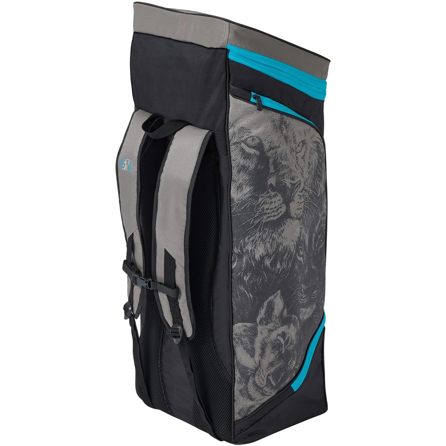 Black Gunn & Moore GM Cricket Bag 808 Diamond Duffle with multiple compartments and sturdy handles.