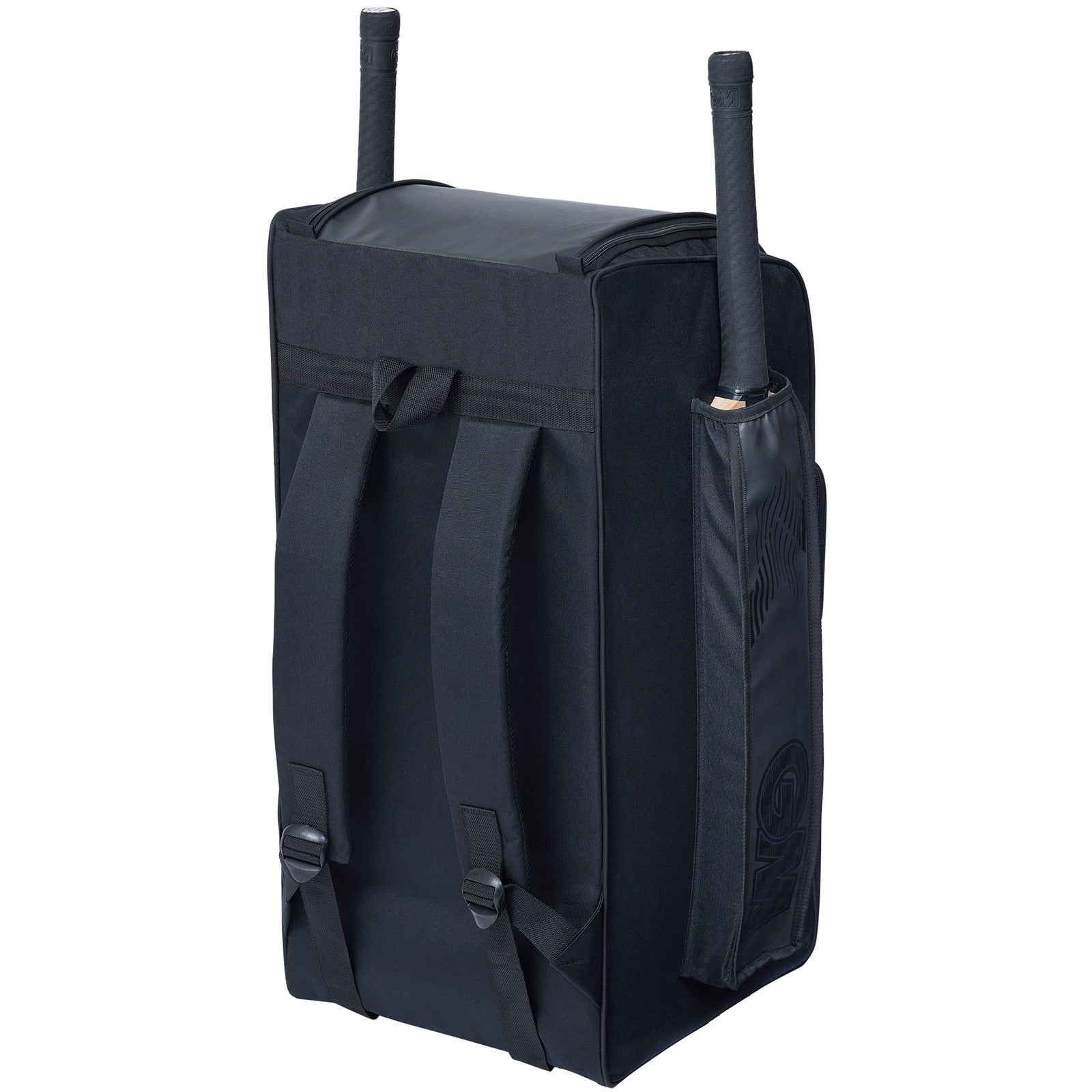 Black GM Cricket Bag 707 Duffle from Gunn & Moore, featuring spacious main compartment and sturdy handles for easy carrying.