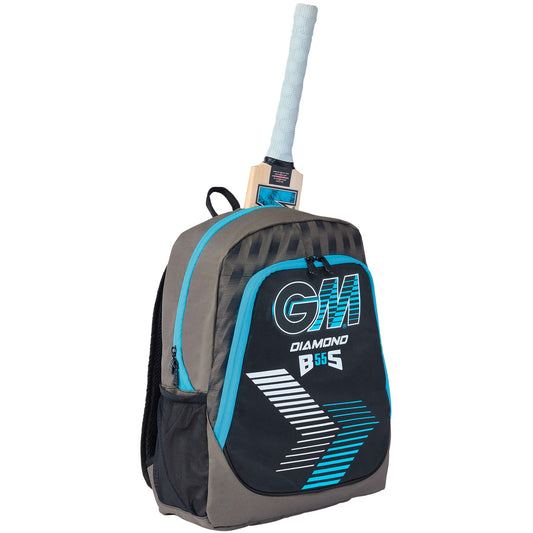 Gunn & Moore GM Cricket Backpack in diamond black with multiple compartments and padded straps for comfortable carrying.