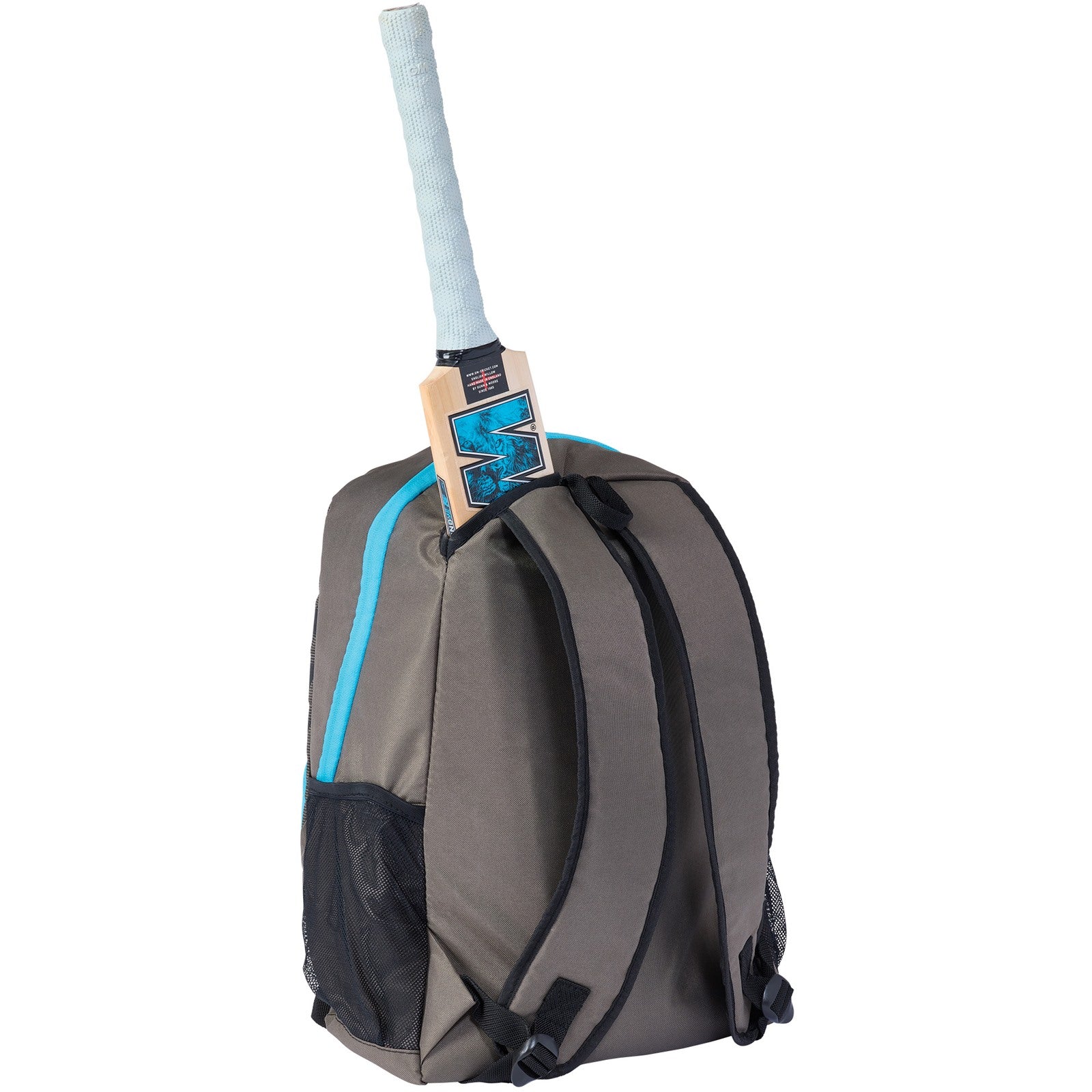 Black GM Cricket Backpack by Gunn & Moore, featuring multiple compartments and padded straps for cricket gear storage.