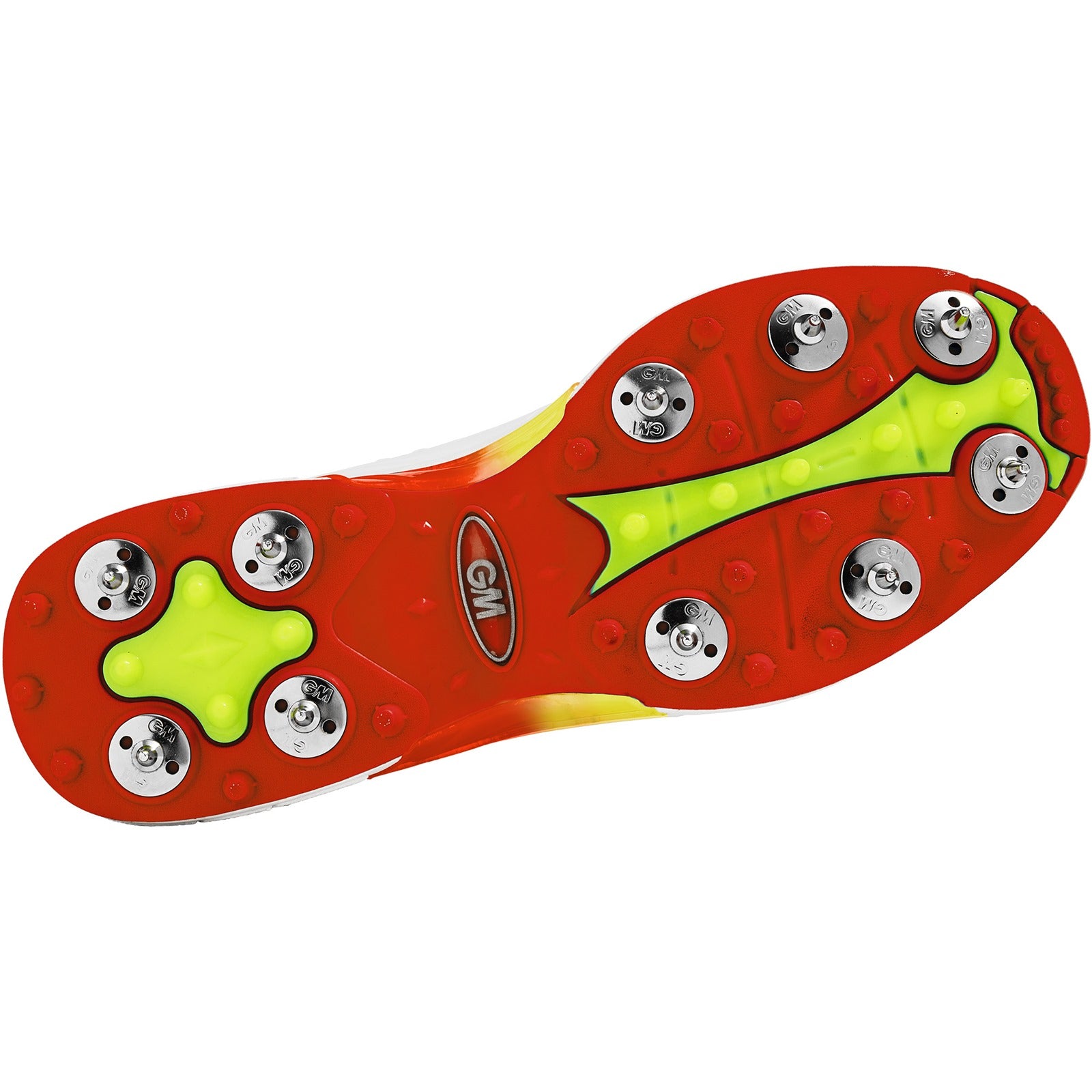 Gunn & Moore GM Rival Spike Cricket Shoes with black and white design and spike soles for enhanced grip on the cricket field