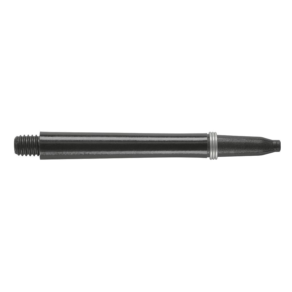 Harrows Nylon darts shafts for sporting goods, showcasing a close-up of lightweight, durable dart shafts with black and silver design.