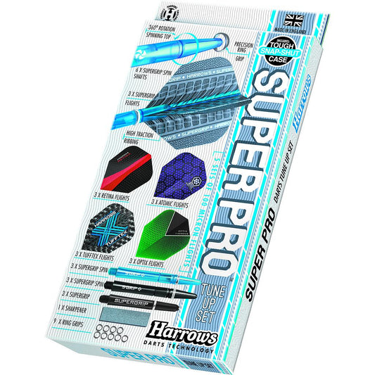 Harrows Pro Tune Up Set for sporting goods, includes darts accessories and tools for dartboard maintenance.