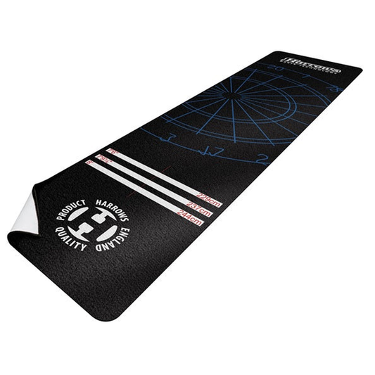 Harrows Nylon Fibre Darts Mat, 300 x 65cm, durable sporting goods mat with branded logo and textured surface for dart games.