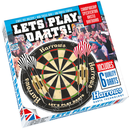 Harrows Lets Play Darts bristle dartboard game for recreational play, sporting goods equipment for darts enthusiasts.
