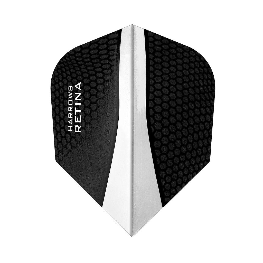 Harrows Retina 100 Micron Dart Flights with vibrant neon design, compatible with standard dart equipment for improved flight stability.