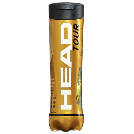 Head Tour Tennis Balls tube of 4, high-performance sporting goods for tennis players, shown in a clear image.