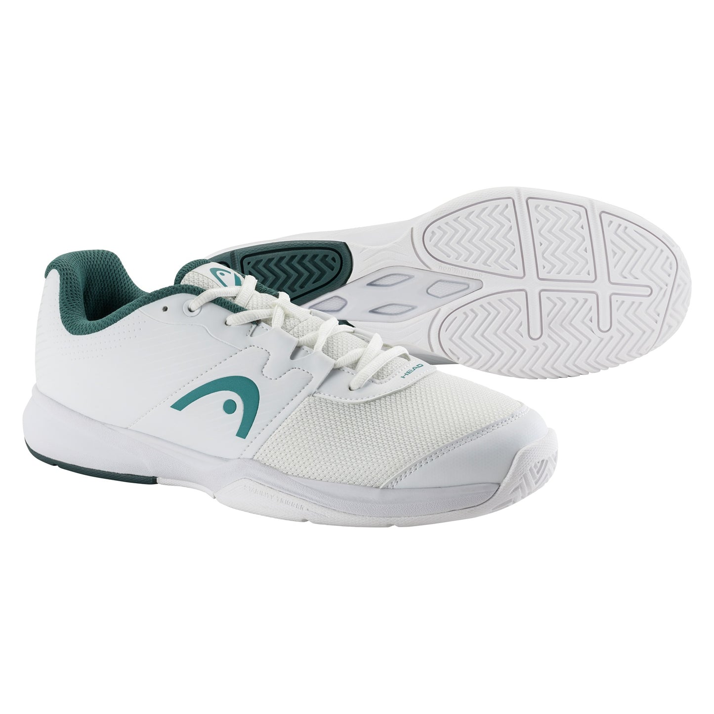 Men's Head Revolt Court tennis shoes with white and black design, featuring breathable mesh and durable outsole for performance.