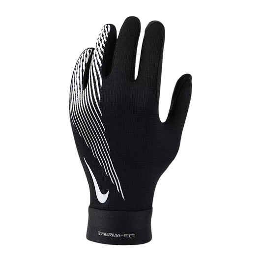 Nike Academy Thermafit training gloves for adults, black thermal sports gloves with Nike branding, suitable for cold weather workouts.