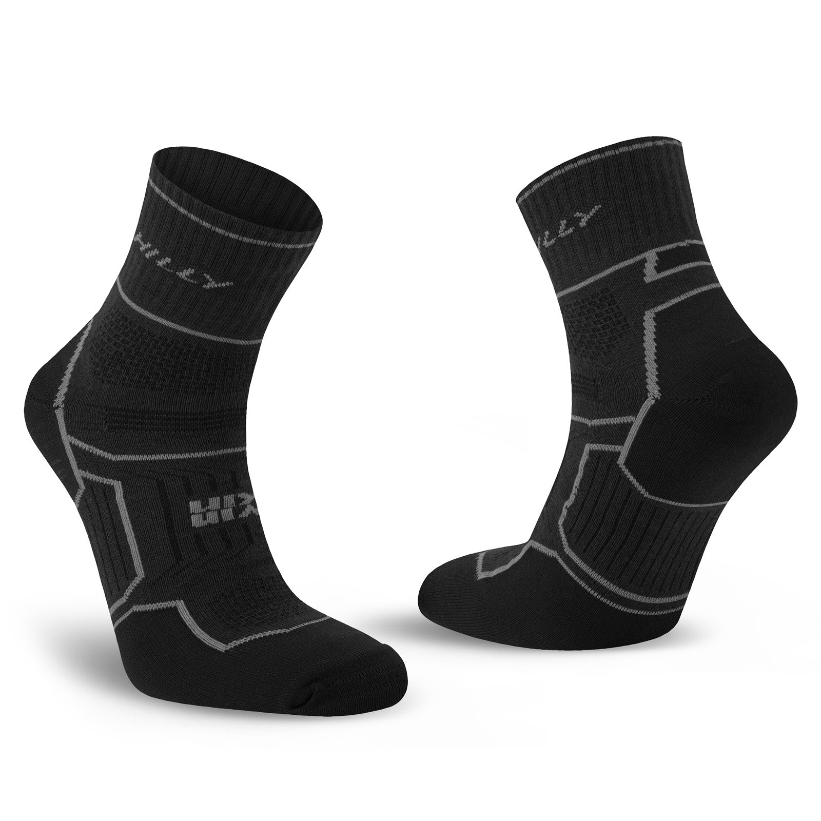 Hilly Twin Skin anklet sock for running, medium size, close-up view showing breathable fabric and snug fit design.