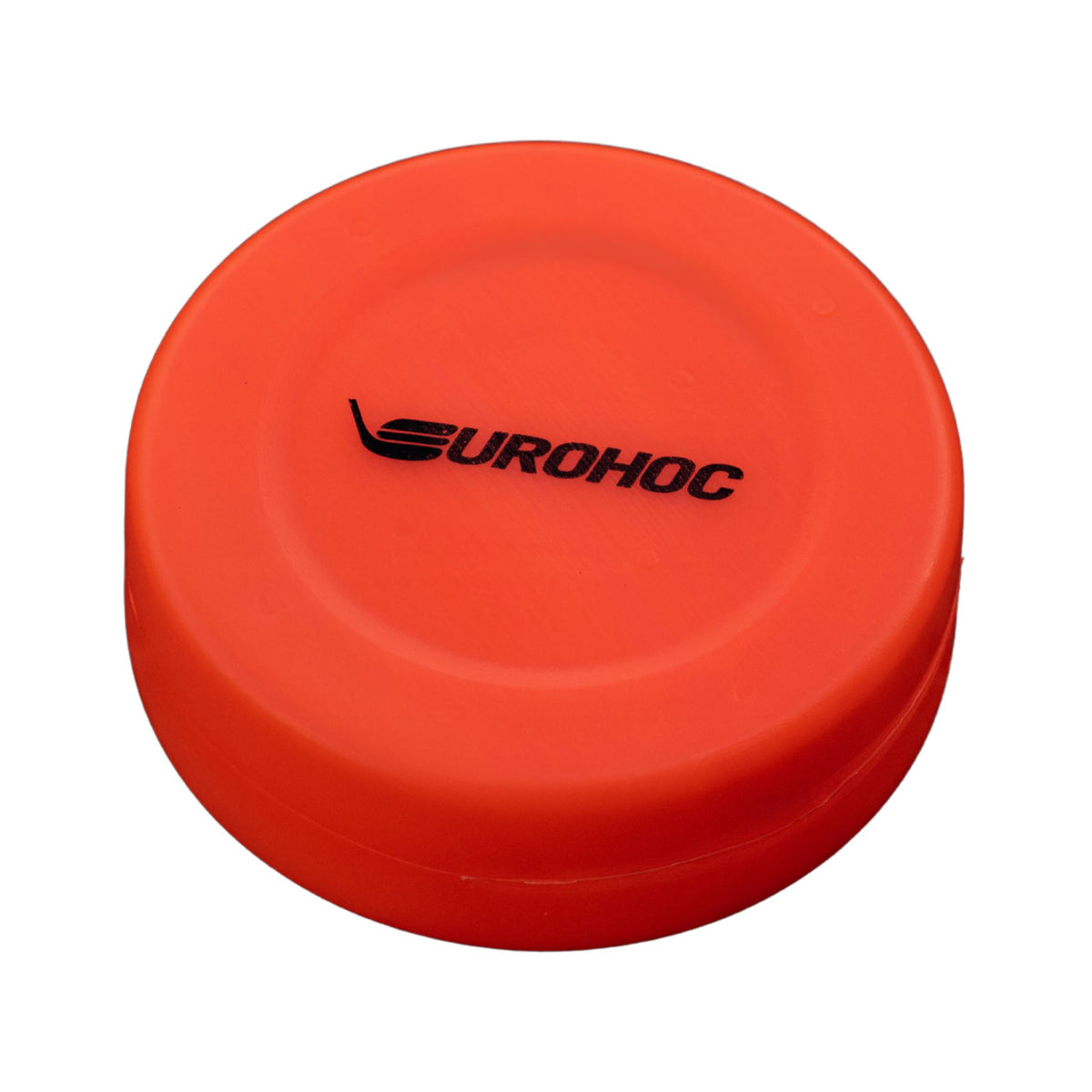 Eurohoc hockey puck for sporting goods, showing a black rubber puck used in ice hockey games.