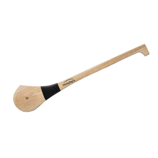Murphy's Intro Ash Hurling Stick for sports, showing a wooden hurling stick with detailed branding and design.