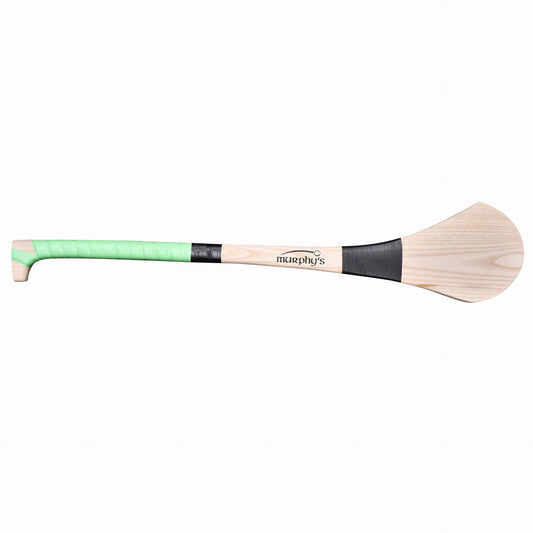 Murphy's Intro Gripped Ash Hurling Stick with black grip and wooden shaft, designed for hurling sports.