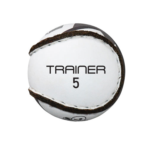Murphy's Hurling Sliotar ball for sporting goods, showing close-up of textured leather surface with brand logo.