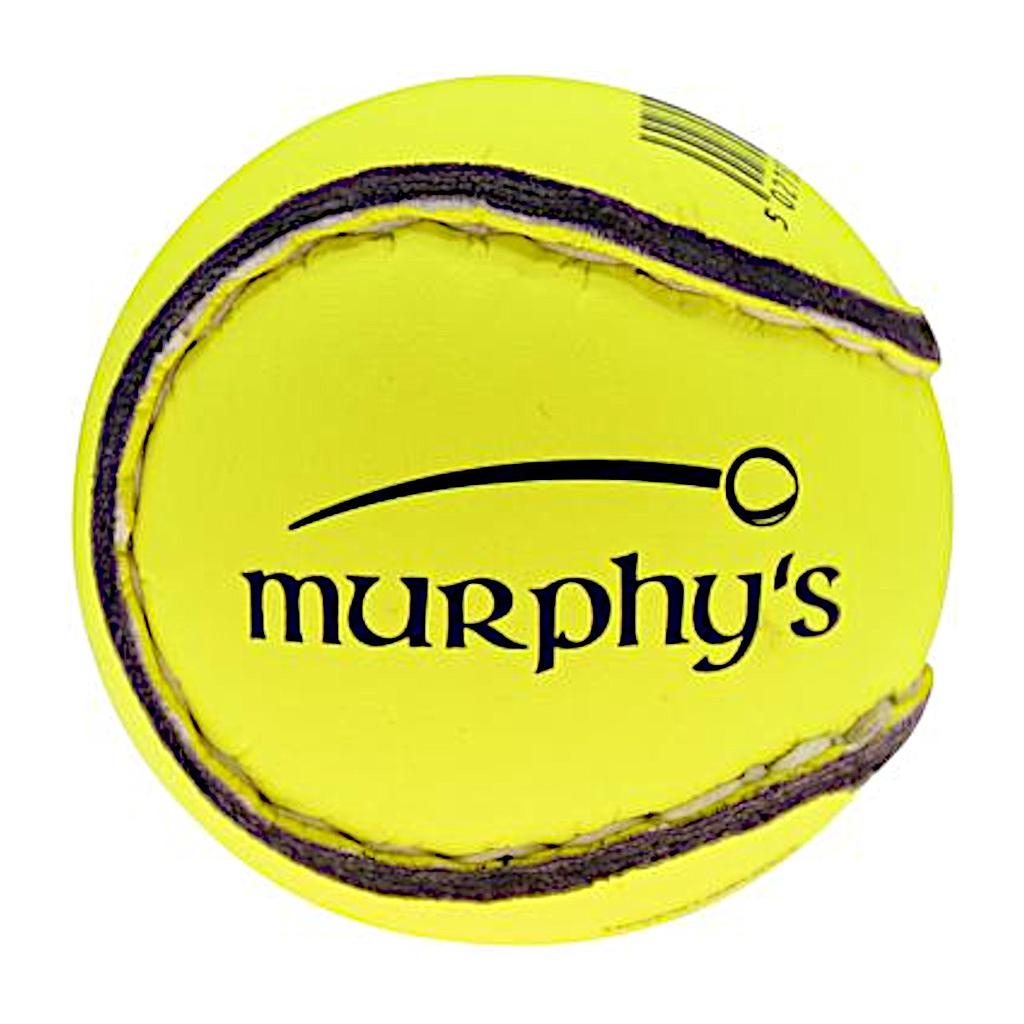 Murphy's Hurling Sliotar Match Ball with yellow and black design for hurling matches, sporting goods by Murphy's.
