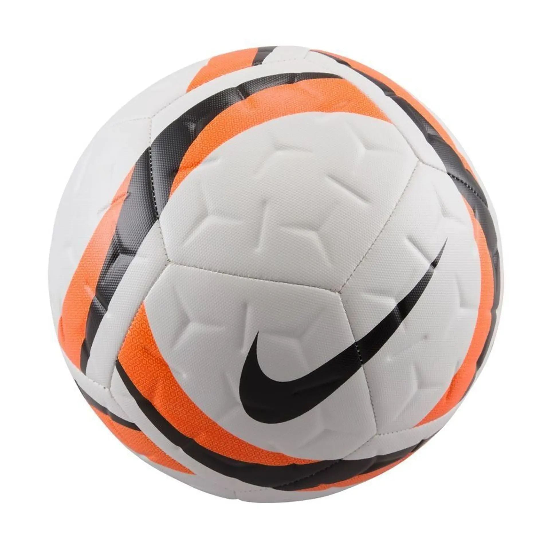 Nike Academy Team Football FA25, close-up of the white and blue Nike-branded soccer ball with textured surface.