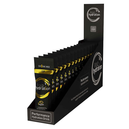 Box of 15 Torq Hydration Drink Sachets for sports hydration, featuring individual sachets with colorful branding and flavor labels.