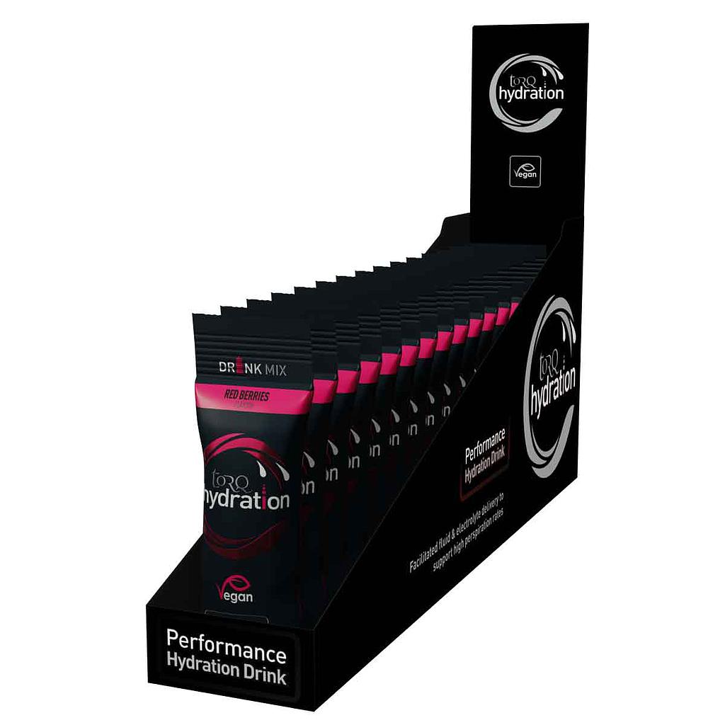Box of 15 Torq Hydration Drink Sachets for sporting hydration and electrolyte replenishment.