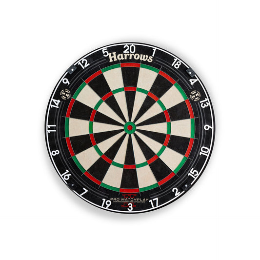 Harrows Pro Matchplay 2 Bristle Dartboard with detailed scoring segments and vibrant dart scoring areas.