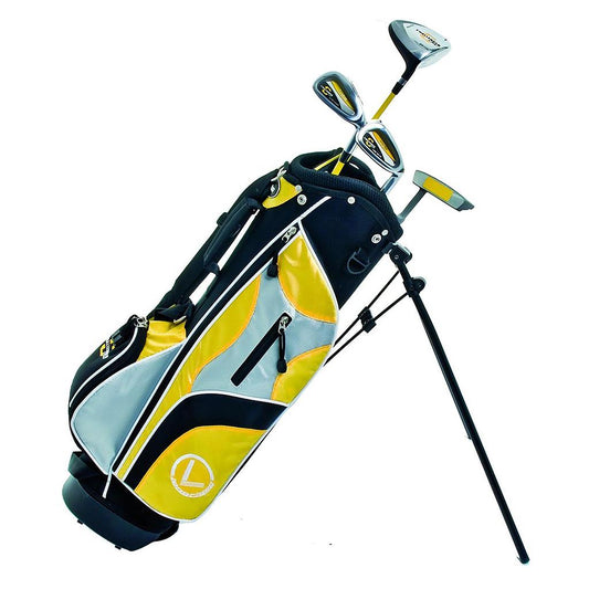 Longridge Junior Challenger golf set for ages 4+, includes 4 clubs, right-handed, with colorful golf clubs and bag