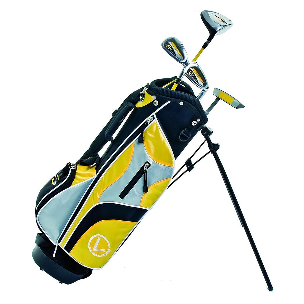 Longridge Junior Challenger golf set for ages 4 and up, includes four clubs, right-handed, with colorful grips and compact design.