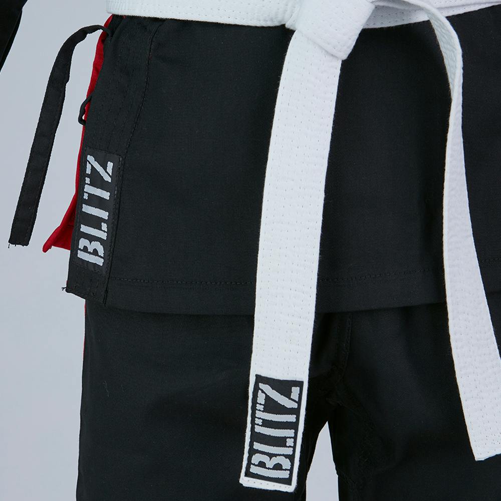 Blitz Junior Martial Arts Suit - Black / Red - 8oz