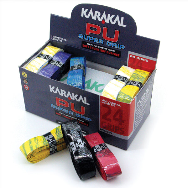 Karakal Multi PU Super Grip pack of 24 sports grips with textured surface for enhanced grip and durability.