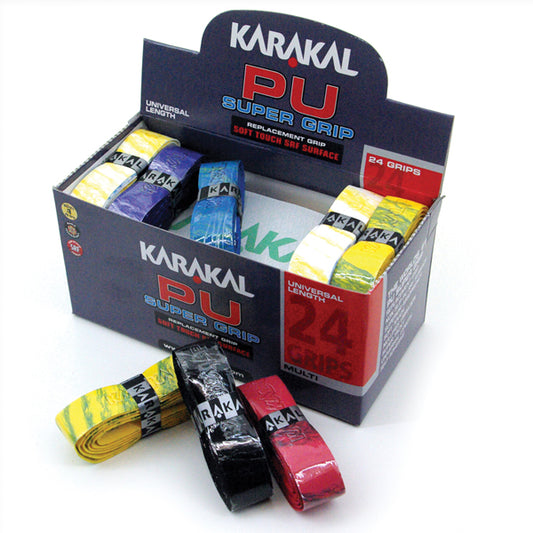 Karakal Multi PU Super Grip pack of 24 sports grips with textured surface for enhanced grip and durability.