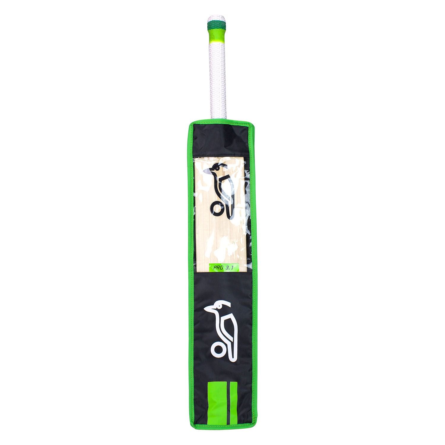Kookaburra cricket bat cover with padded design, black and yellow color, for protecting cricket bats during play and transport.