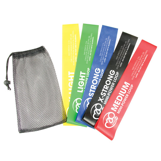Fitness Mad Mini-Power Loop Set with multiple resistance bands for strength training and versatile workouts.