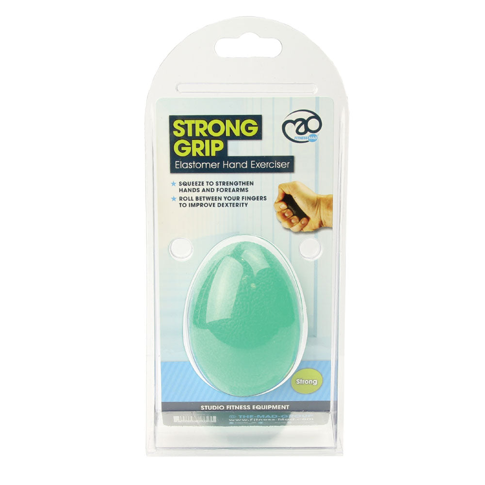 Fitness-Mad Yoga-Mad egg-shaped hand exerciser for grip strength and hand fitness, with a smooth, egg-shaped design.