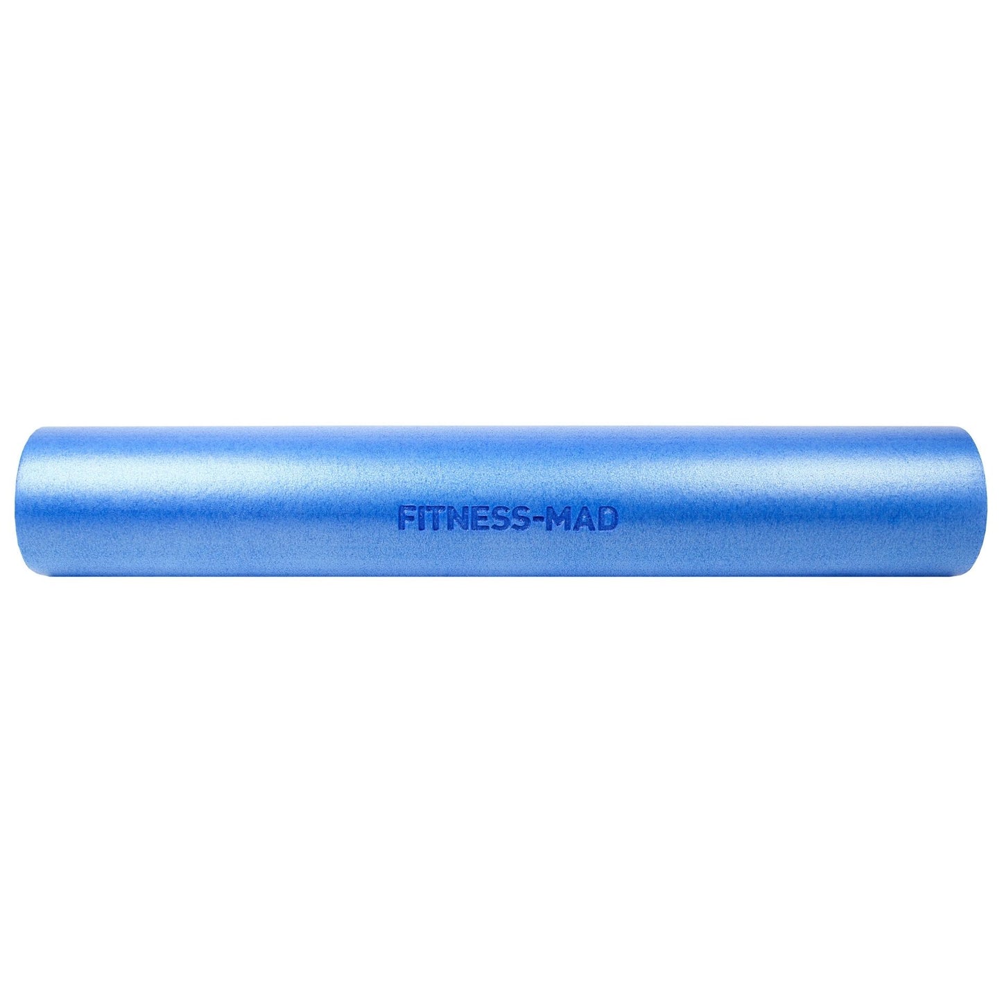 Fitness Mad foam roller for muscle recovery and stretching, shown in a sporting goods setting with textured surface.
