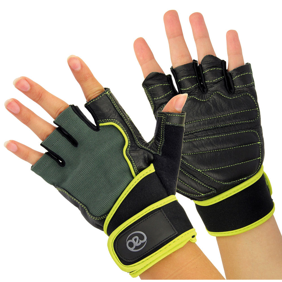 Fitness Mad men's weight training gloves with padded palms and adjustable wrist strap, designed for comfortable weightlifting.