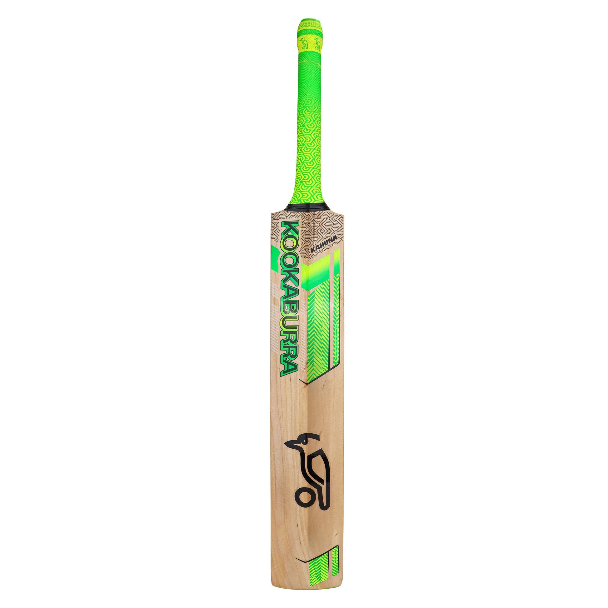 Kookaburra Kahuna 9.1 cricket bat with light wooden finish and black grip, designed for cricket players.