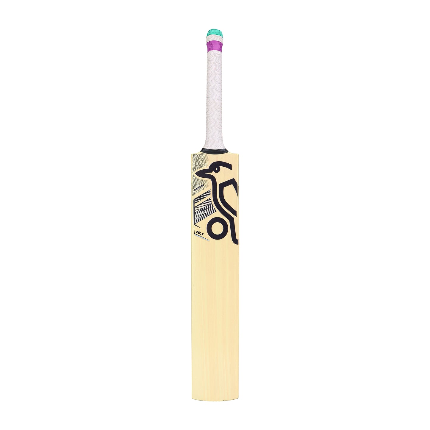 Kookaburra Prism 10.1 cricket bat with a sleek design, featuring a wooden blade and grip for cricket gameplay.