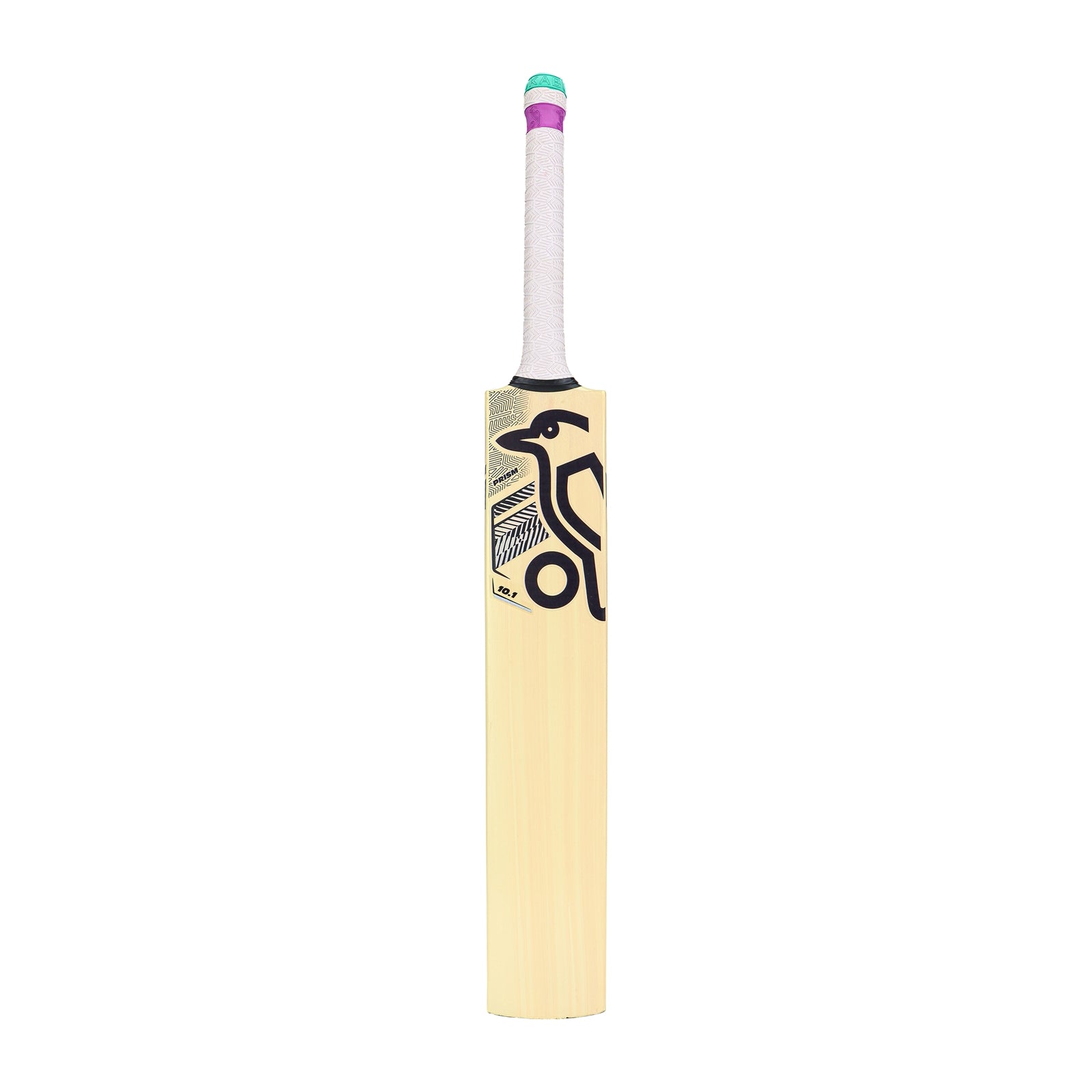 Kookaburra Prism 10.1 cricket bat with a sleek design, featuring a wooden blade and grip for cricket gameplay.