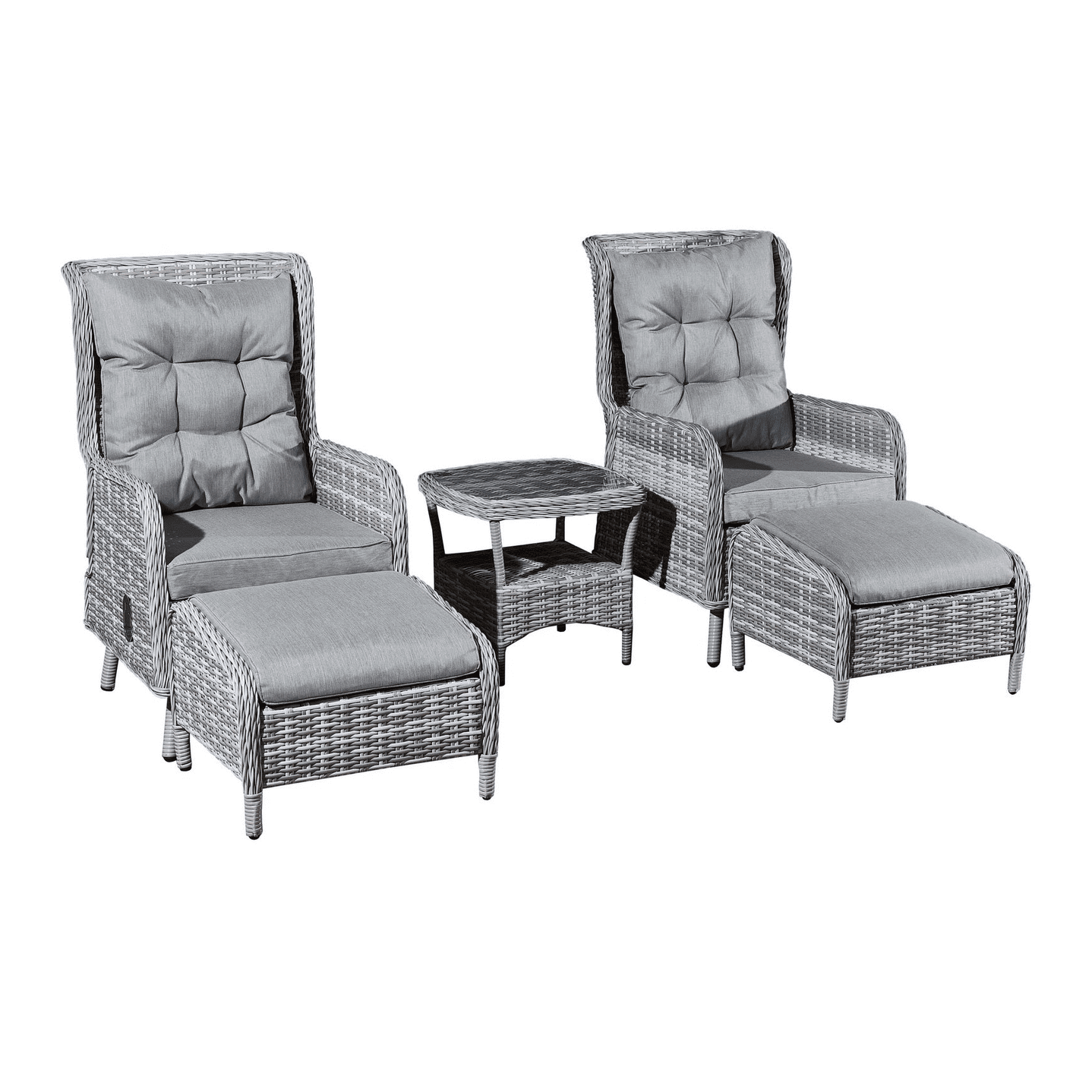 SAC LUX Alloy & PE Rattan 5 piece Patio Set