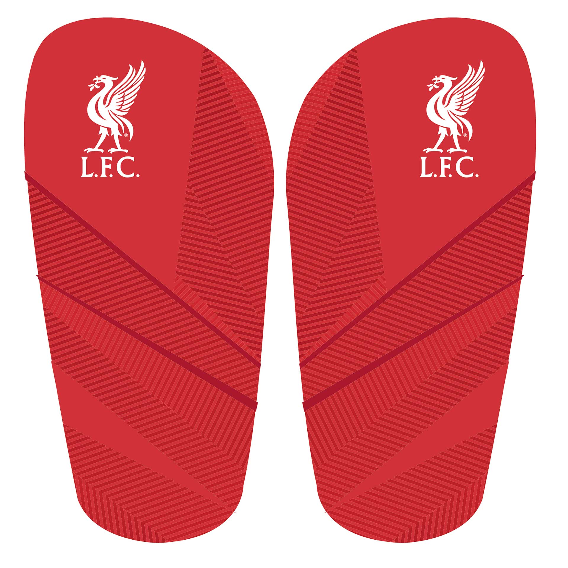 Team Merchandise slip-in shin guards for sporting goods, featuring black and white design with secure fit and padding for protection.
