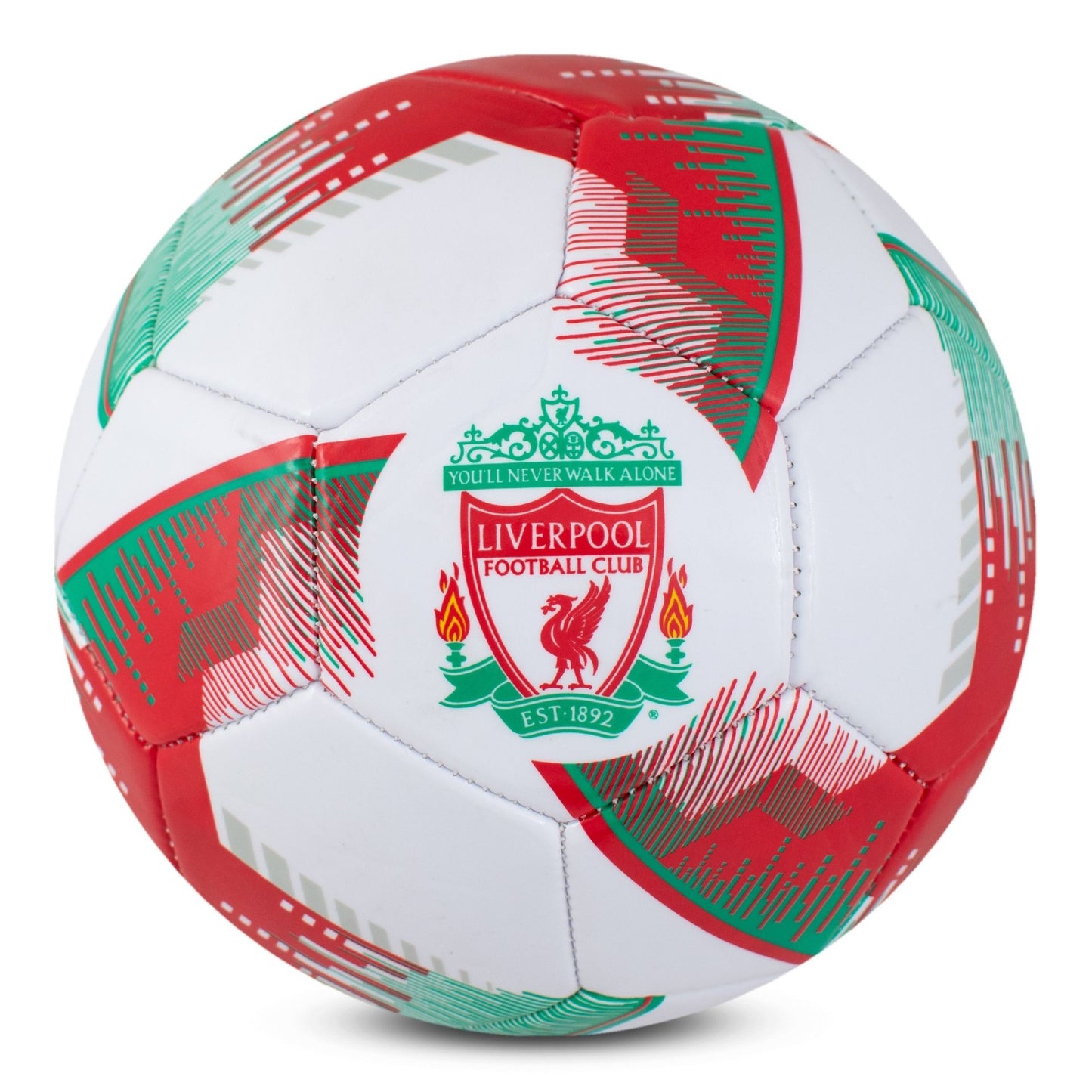 Team Merchandise Blitz football for sporting goods, showing a colorful leather football with team branding and grip details.
