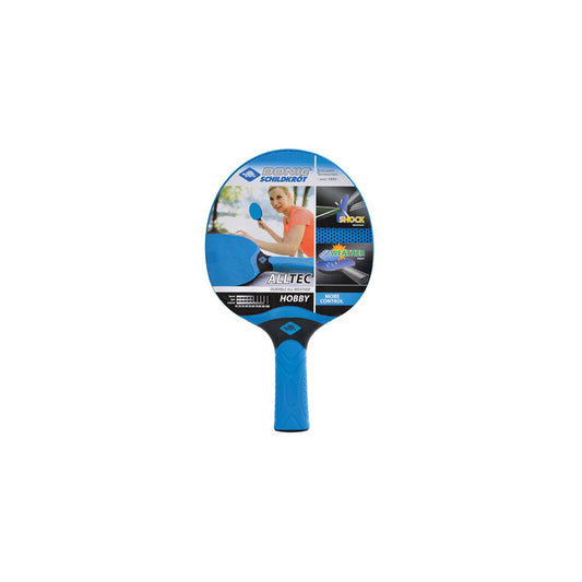 DONIC Alltec Hobby outdoor table tennis paddle with rubber surface and wooden handle for casual play outdoors.